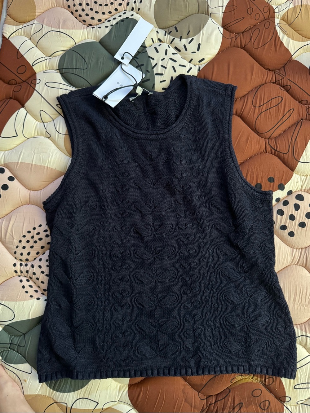 Onia Black Cable-Knit Sleeveless Tank